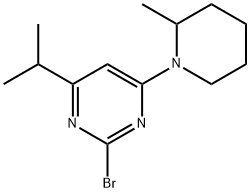 2-Bromo-4-(2-methylpiperidin-1-yl)-6-(iso-propyl)pyrimidine Struktur