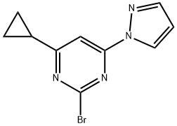 2-bromo-4-(1H-pyrozol-1-yl)-6-cyclopropylpyrimidine Struktur
