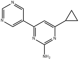 2-amino-4-(pyrimidin-5-yl)-6-cyclopropylpyrimidine Struktur