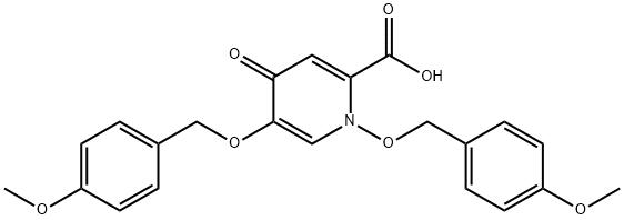 1,5-bis((4-methoxybenzyl)oxy)-4-oxo-1,4-dihydropyridine-2-carboxylic acid 化学構造式