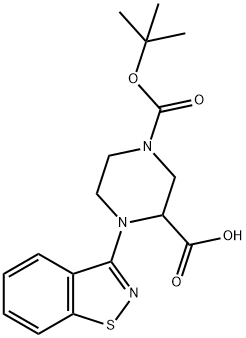 1-(benzo[d]isothiazol-3-yl)-4-(tert-butoxycarbonyl)piperazine-2-carboxylic acid Structure