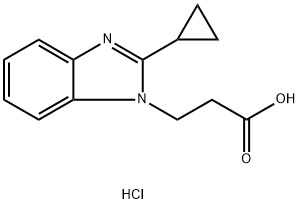 3-(2-cyclopropyl-1H-1,3-benzodiazol-1-yl)propanoic acid hydrochloride 化学構造式