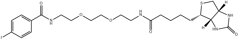 4-Iodo-N-(2-(2-(2-(5-(2-oxohexahydro-1H-thieno[3,4-d]imidazol-4-yl)pentanamido)ethoxy)ethoxy)ethyl)benzamide Structure