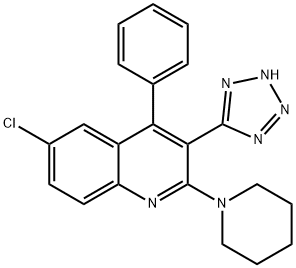 6-Chloro-4-phenyl-2-(1-piperidinyl)-3-(2H-tetrazol-5-yl)quinoline Structure