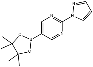 2-(1H-吡唑-1-基)-5-(4,4,5,5-四甲基-1,3,2-二氧硼烷-2-基)嘧啶, 1449009-97-5, 结构式