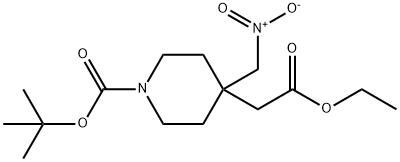 TERT-BUTYL 4-(2-ETHOXY-2-OXOETHYL)-4-(NITROMETHYL)PIPERIDINE-1-CARBOXYLATE Struktur