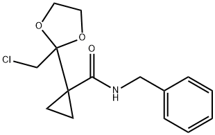 N-Benzyl-1-(2-(chloromethyl)-1,3-dioxolan-2-yl)cyclopropane-1-carboxamide Struktur