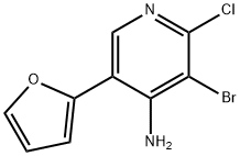 4-Amino-2-chloro-3-bromo-5-(2-furyl)pyridine,1563533-78-7,结构式