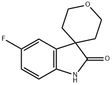 5-フルオロ-1H-スピロ[インドール-3,4'-オキサン]-2-オン 化学構造式