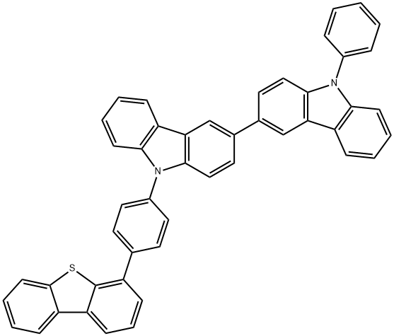 9-(4-(dibenzo[b,d]thiophen-4-yl)phenyl)-9'-phenyl-9H,9'H-3,3'-bicarbazole Struktur