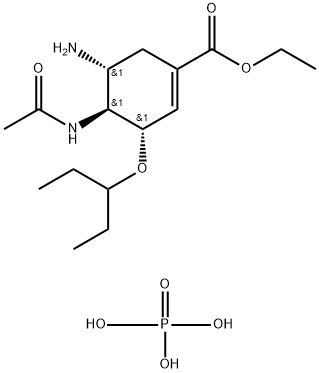 (3S,4S,5R)-4-乙酰氨基-5-氨基-3(1-乙丙氧基)-1-环己烯-1-羧酸乙酯磷酸盐, 1612162-59-0, 结构式