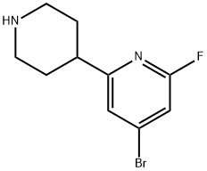 4-Bromo-2-fluoro-6-(piperidin-4-yl)pyridine 化学構造式