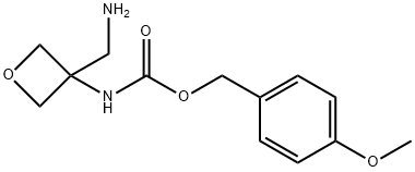 (4-甲氧基苯基)N-[3-(氨基甲基)氧杂环丁烷-3-基]氨基甲酸甲酯 结构式