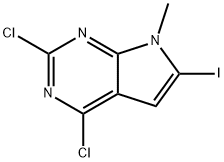 2,4-dichloro-6-iodo-7-methyl-7H-pyrrolo[2,3-d]pyrimidine 化学構造式