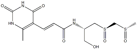 2-Propenamide, N-[(1S)-1-(hydroxymethyl)-2-[[S(R)]-[[[S(R)]-methylsulfinyl]methyl]sulfinyl]ethyl]-3-(1,2,3,4-tetrahydro-6-methyl-2,4-dioxo-5-pyrimidinyl)-, (2E)- (9CI),174390-02-4,结构式