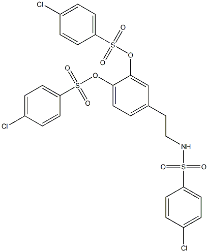 4-(2-{[(4-chlorophenyl)sulfonyl]amino}ethyl)-2-{[(4-chlorophenyl)sulfonyl]oxy}phenyl 4-chlorobenzenesulfonate 结构式