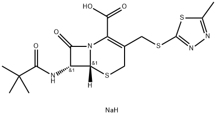 sodium (6R,7R)-3-(((5-methyl-1,3,4-thiadiazol-2-yl)thio)methyl)-8-oxo-7-pivalamido-5-thia-1-azabicyclo[4.2.0]oct-2-ene-2-carboxylate Struktur