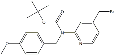 (4-Bromomethyl-pyridin-2-yl)-(4-methoxy-benzyl)-carbamic acid tert-butyl ester 化学構造式