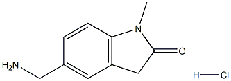 5-(aminomethyl)-1-methyl-2,3-dihydro-1H-indol-2-one hydrochloride Struktur