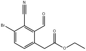 Ethyl 4-bromo-3-cyano-2-formylphenylacetate, 1805486-83-2, 结构式