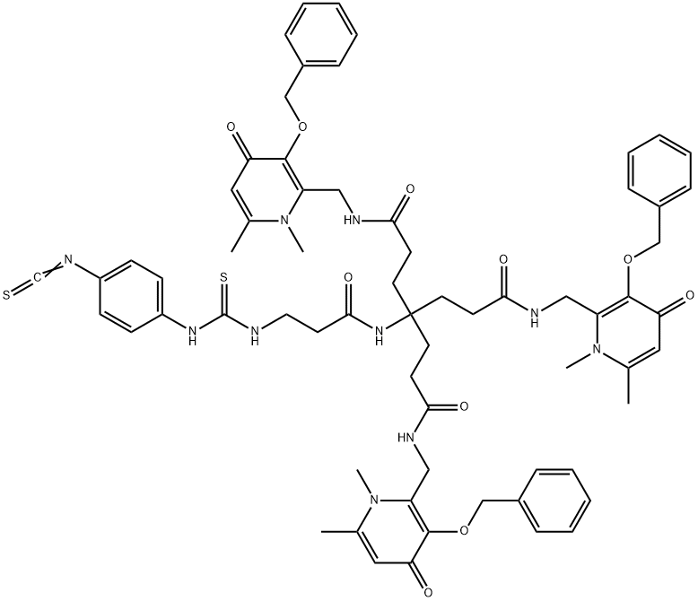 Heptanediamide, N1,N7-bis[[1,4-dihydro-1,6-dimethyl-4-oxo-3-(phenylmethoxy)-2-pyridinyl]methyl]-4-[3-[[[1,4-dihydro-1,6-dimethyl-4-oxo-3-(phenylmethoxy)-2-pyridinyl]methyl]amino]-3-oxopropyl]-4-[[3-[[[(4-isothiocyanatophenyl)amino]thioxomethyl]amino]-1-oxopropyl]amino]-|THP-NCS