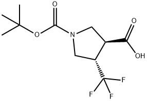 (3S,4S)-1-(tert-butoxycarbonyl)-4-(trifluoromethyl)pyrrolidine-3-carboxylic acid Structure