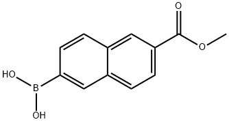 (6-(Methoxycarbonyl)naphthalen-2-yl)boronic acid 化学構造式