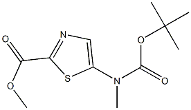2-Thiazolecarboxylic acid, 5-[[(1,1-dimethylethoxy)carbonyl]methylamino]-, methyl ester 化学構造式