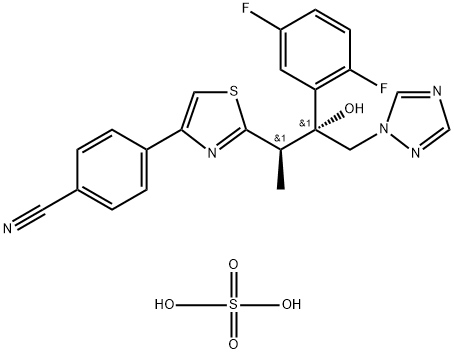 4-(2-((2R,3R)-3-(2,5-Difluorophenyl)-3-hydroxy-4-(1H-1,2,4-triazol-1-yl)butan-2-yl)thiazol-4-yl)benzonitrile sulfate Structure