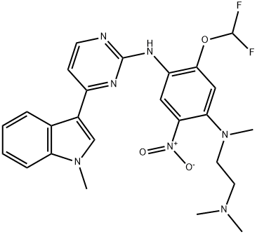 2-(difluoromethoxy)-N4-(2-(dimethylamino)ethyl)-N4-methyl-N1-(4-(1-methyl-1H-indol-3-yl)pyrimidin-2-yl)-5-nitrobenzene-1,4-diamine Structure