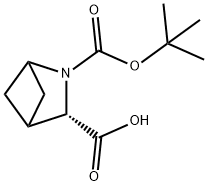(3S)-2-[(tert-butoxy)carbonyl]-2-azabicyclo[2.1.1]hexane-3-carboxylic acid 化学構造式