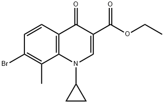 3-Quinolinecarboxylic acid,7-bromo-1-cyclopropyl-1,4-dihydro-8-methyl-4-oxo-, ethyl ester Structure