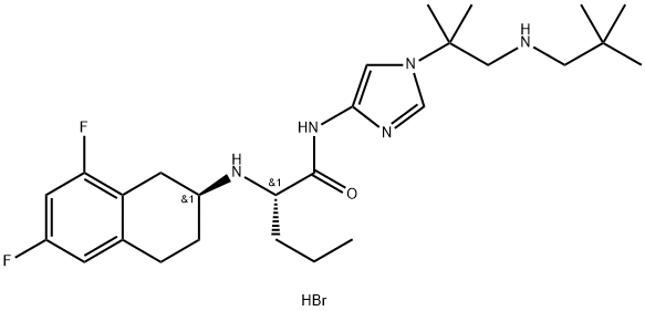(2S)-2-[[(2S)-6,8-Difluoro-1,2,3,4-tetrahydro-2-naphthalenyl]amino]-N-[1-[2-[(2,2-dimethylpropyl)amino]-1,1-dimethylethyl]-1H-imidazol-4-yl]pentanamide dihydrobromide Structure