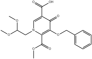 5-(Benzyloxy)-1-(2,2-dimethoxyethyl)-6-(methoxycarbonyl)-4-oxo-1,4-dihydropyridine-3-carboxylic acid 化学構造式