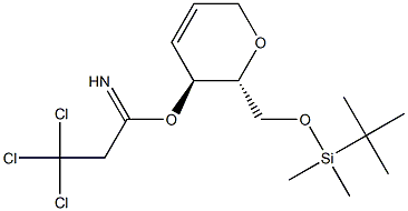 (2R,3S)-2-(((tert-butyldimethylsilyl)oxy)methyl)-3,6-dihydro-2H-pyran-3-yl 3,3,3-trichloropropanimidate 化学構造式