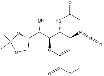 (2R,3R,4S)-methyl3-acetamido-4-azido-2-((S)-((R)-2,2-dimethyl-1,3-dioxolan-4-yl)(hydroxy)methyl)-3,4-dihydro-2H-pyran-6-carboxylate Structure