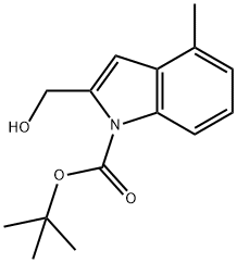 tert-butyl 2-(hydroxymethyl)-4-methyl-1H-indole-1-carboxylate 化学構造式