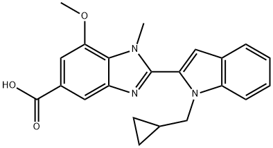 2-(1-(cyclopropylmethyl)-1H-indol-2-yl)-7-methoxy-1-methyl-1H-benzo[d]imidazole-5-carboxylic acid Structure