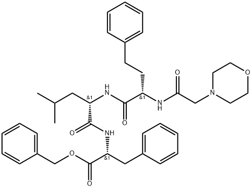 D-Phenylalanine, (αS)-α-[[2-(4-morpholinyl)acetyl]amino]benzenebutanoyl-L-leucyl-, phenylmethyl ester Structure