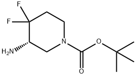 1-Piperidinecarboxylic acid, 3-amino-4,4-difluoro-, 1,1-dimethylethyl ester, (3S)- 化学構造式