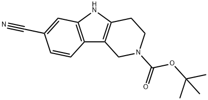tert-Butyl 7-cyano-3,4-dihydro-1H-pyrido[4,3-b]indole-2(5H)-carboxylate 化学構造式