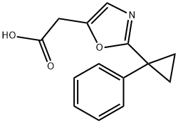 5-Oxazoleacetic acid, 2-(1-phenylcyclopropyl)- 化学構造式