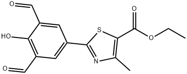 ethyl 2-(3,5-diformyl-4-hydroxyphenyl)-4-methylthiazole-5- carboxylate 化学構造式