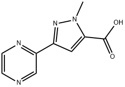 1-methyl-3-(pyrazin-2-yl)-1H-pyrazole-5-carboxylic acid Struktur
