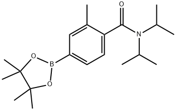 N,N-diisopropyl-2-methyl-4-(4,4,5,5-tetramethyl-1,3,2-dioxaborolan-2-yl)benzamide 化学構造式