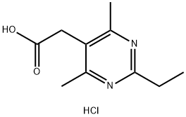 2-(2-ethyl-4,6-dimethylpyrimidin-5-yl)acetic acid hydrochloride Struktur