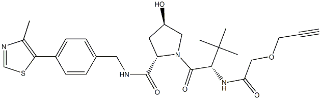 (2S,4R)-1-((S)-3,3-Dimethyl-2-(2-(prop-2-yn-1-yloxy)acetamido)butanoyl)-4-hydroxy-N-(4-(4-methylthiazol-5-yl)benzyl)pyrrolidine-2-carboxamide Struktur