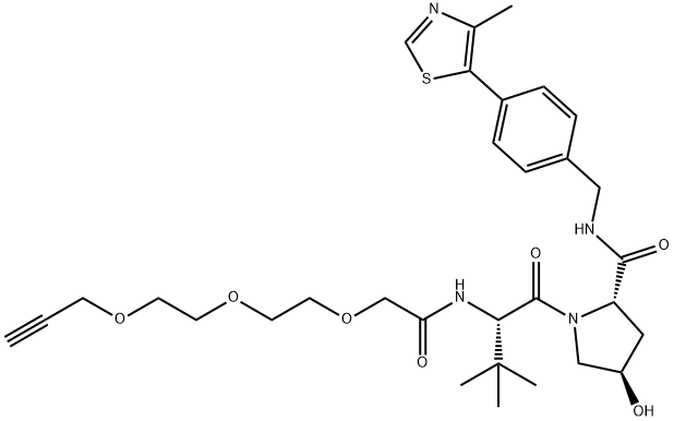 (2S,4R)-1-((S)-2-(tert-Butyl)-4-oxo-6,9,12-trioxa-3-azapentadec-14-yn-1-oyl)-4-hydroxy-N-(4-(4-methylthiazol-5-yl)benzyl)pyrrolidine-2-carboxamide, 2098799-80-3, 结构式