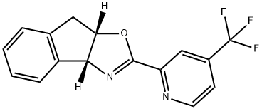 8H-Indeno[1,2-d]oxazole, 3a,8a-dihydro-2-[4-(trifluoromethyl)-2-pyridinyl]-, (3aR,8aS)- 化学構造式