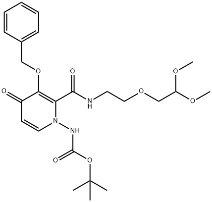 N-[2-[[[2-(2,2-dimethoxyethoxy)ethyl]amino]carbonyl]-4-oxo-3-(phenylmethoxy)-1(4H)-pyridinyl]-Carbamic acid 1,1-dimethylethyl ester Struktur
